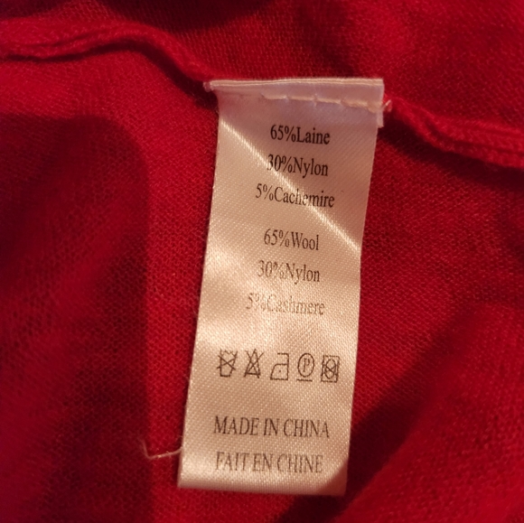 Et Vous Lightweight Wool and Cashmere Mix Tee with 3/4 Sleeves in Red, Size M - Picture 9 of 9